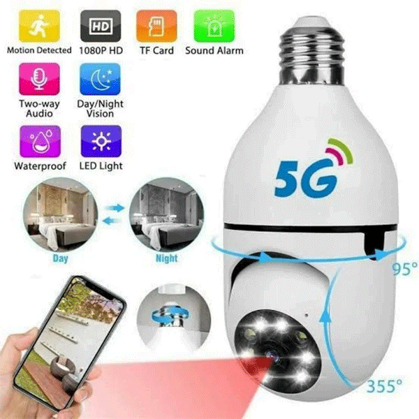 V380 bulb system 360° moving WI-FI IP camera